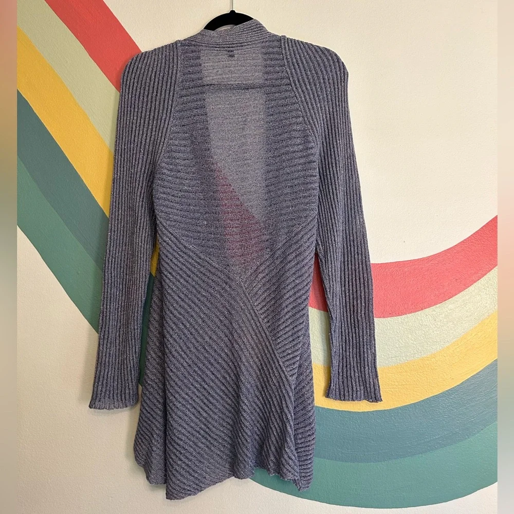 Eileen Fisher Open-Front Ribbed Knit Duster Sweater - Lavender - L - Picture 2 of 5